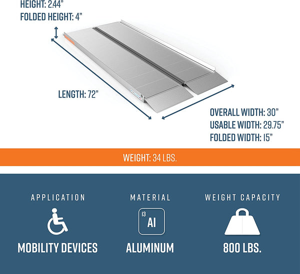 Singlefold Portable Aluminum Wheelchair Ramp