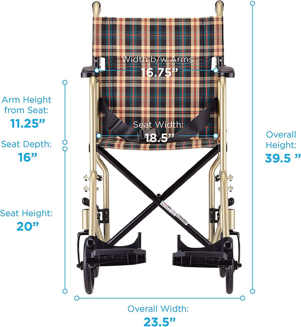 Nova Lightweight Transport Chair with Fixed Arms